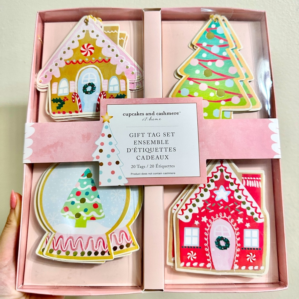 Cupcakes & Cashmere Pastel Pink Christmas Gift Tags x20 Holiday Gingerbread